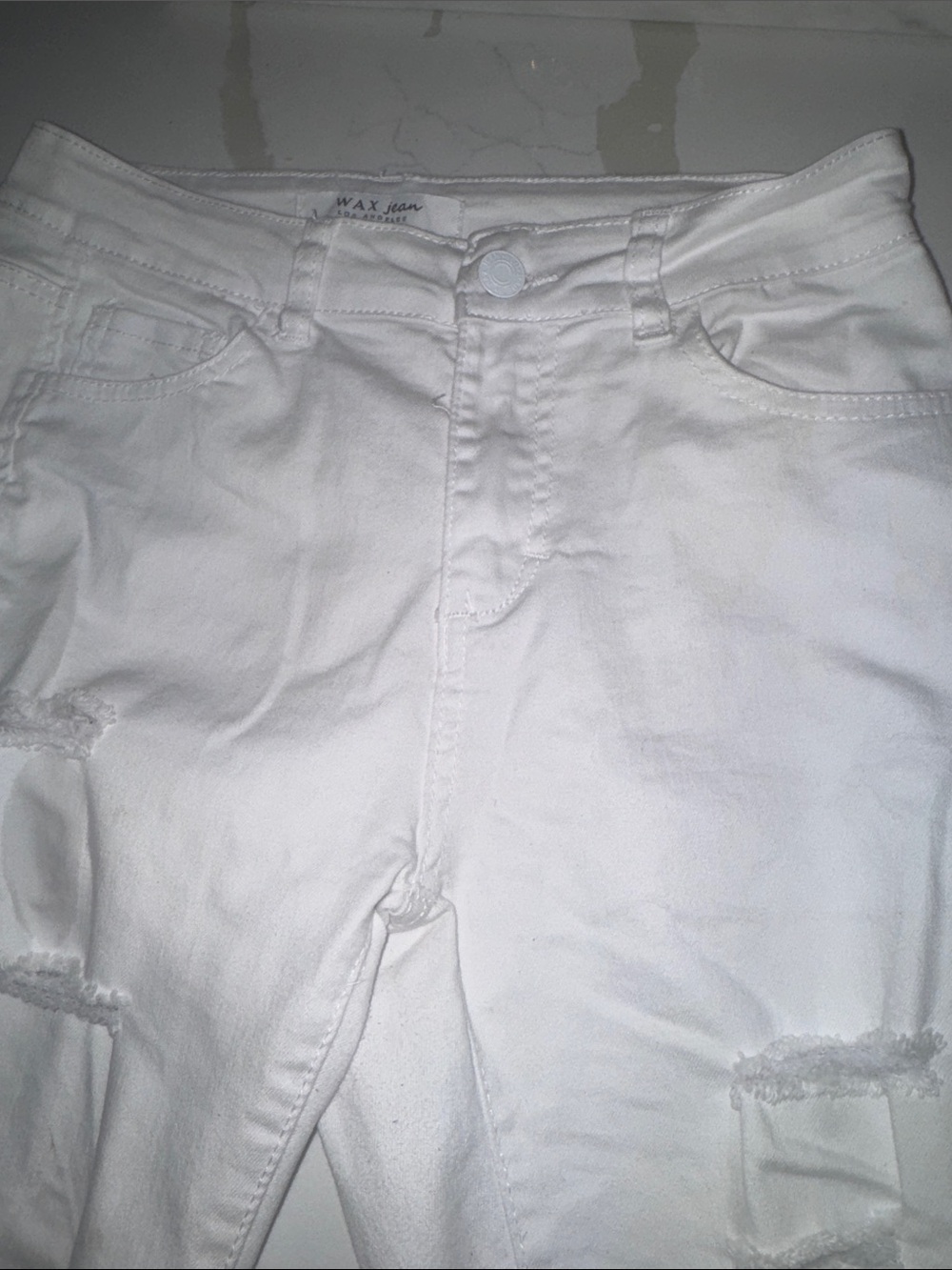 Wax Jean White Skinny Distressed Women's Jeans
